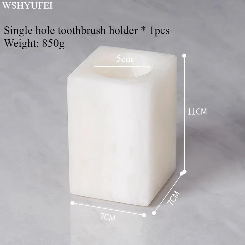 Light Luxury White Jade Stone White Jade Stone Bathroom Accessory Set