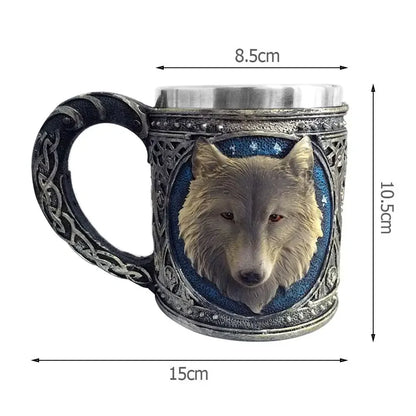 Viking Wood Style Beer Mug Simulation Wooden Barrel Beer Cup Double Wall Drinking Mug Metal Insulated 1PCS Bar Drinking Кружка