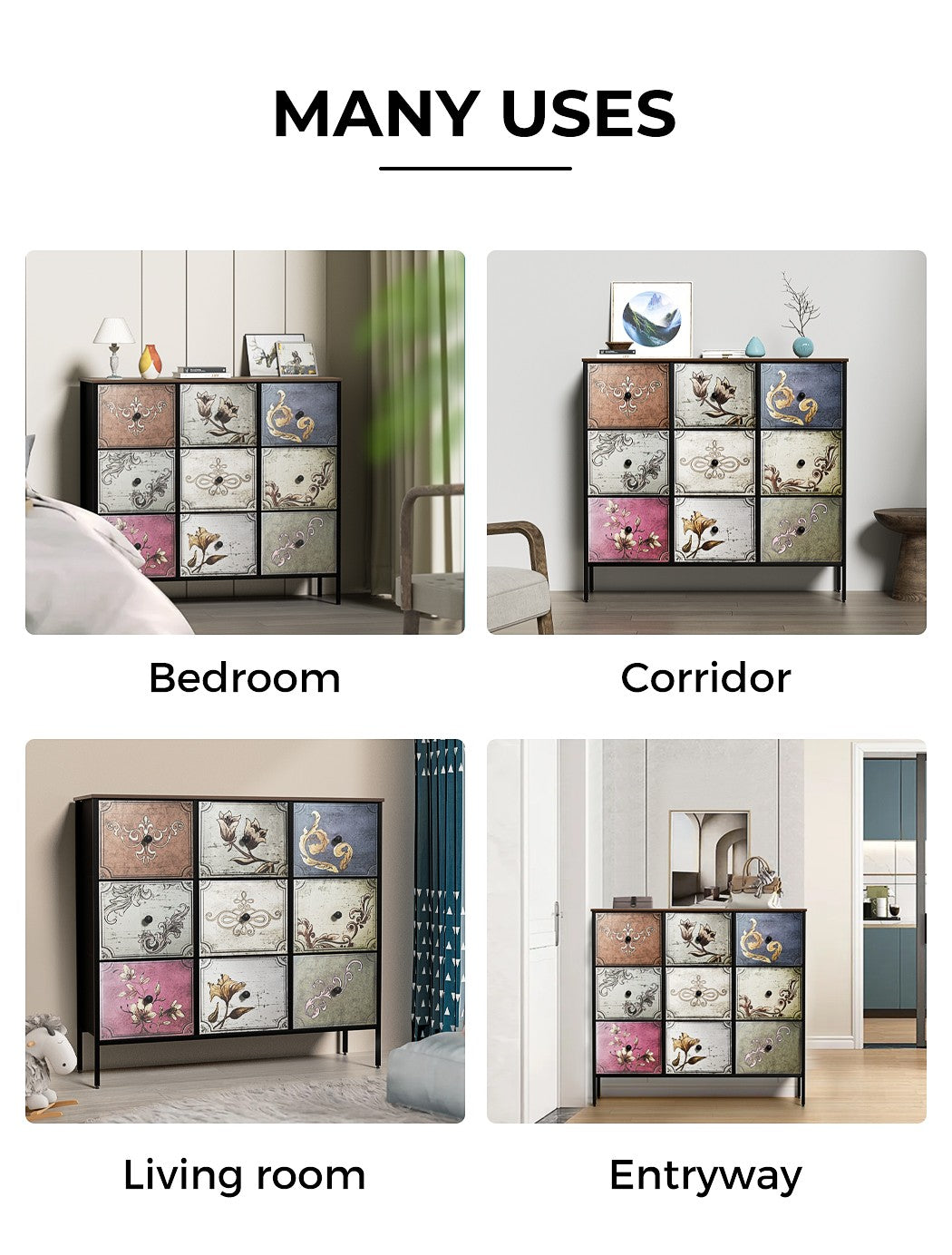 Levede 9 Chest of Drawers Storage Cabinet Tower Retro Dresser Vintage Brown