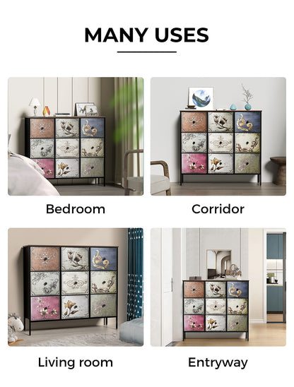 Levede 9 Chest of Drawers Storage Cabinet Tower Retro Dresser Vintage Brown