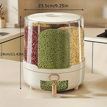 Rotating Food Storage Container – Airtight – 360° – Grain Dispenser