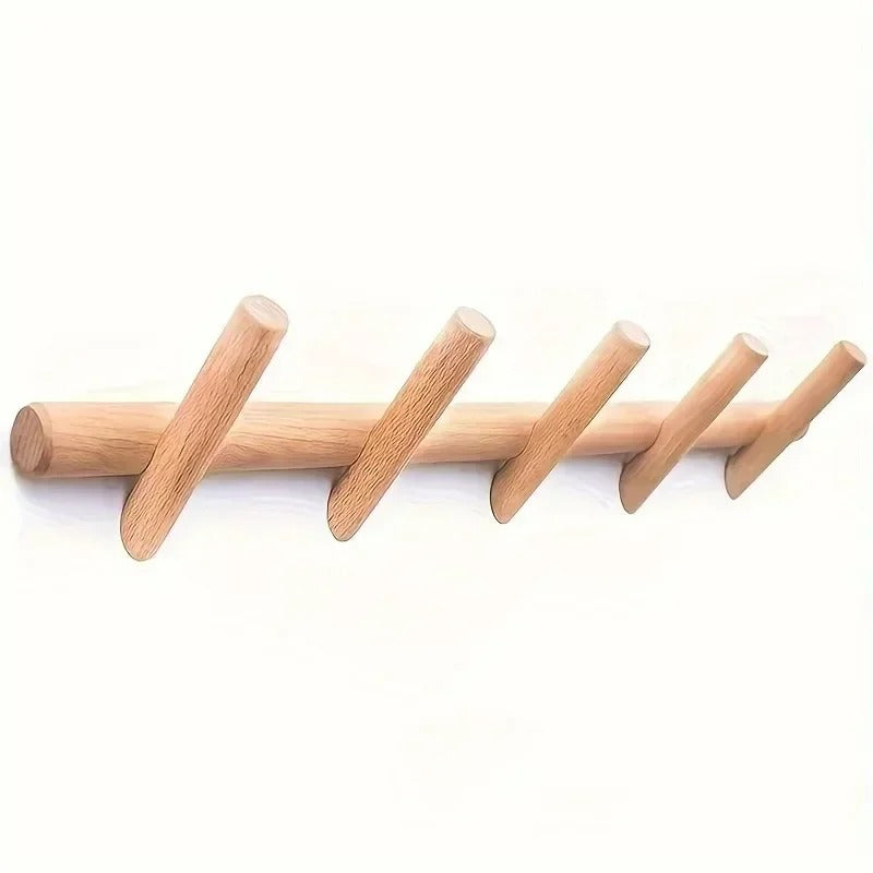 Oak Wall Rack – 5 Pegs – Wall-Mounted – Scandinavian Design