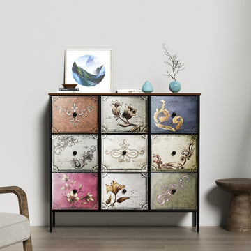 Levede 9 Chest of Drawers Storage Cabinet Tower Retro Dresser Vintage Brown