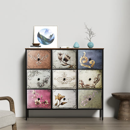 Levede 9 Chest of Drawers Storage Cabinet Tower Retro Dresser Vintage Brown