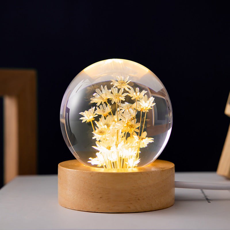3D Flower Crystal Lamp Warm Light