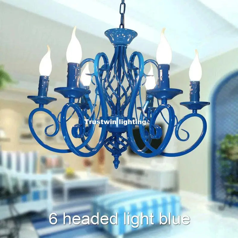 Classic LED Chandelier Light 6 8 Arms Hanging Chain Black Blue Bronze Iron Chandelier Light LED