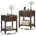 Aowos Fluted Nightstand, Bedside Tables with Charging Station, Boho Side Tables with Drawer & Open Compartment for Bedroom Wooden Tabletop, Bedside Cabinet with USB Ports, Nightstand with Storage, Apartment Nightstand, Kids Bedside Table Tiktokshopspringg