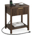 Aowos Fluted Nightstand, Bedside Tables with Charging Station, Boho Side Tables with Drawer & Open Compartment for Bedroom Wooden Tabletop, Bedside Cabinet with USB Ports, Nightstand with Storage, Apartment Nightstand, Kids Bedside Table Tiktokshopspringg
