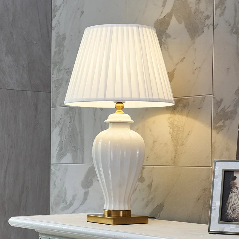 Table Lamp White Ceramic Lamp Bedside Table Room Decor Bedside Lamp Bedroom Night Light Light Fixture Mood Light