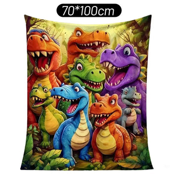 Dinosaur Fleece Blanket for Kids with funny face 3D dinosaur print