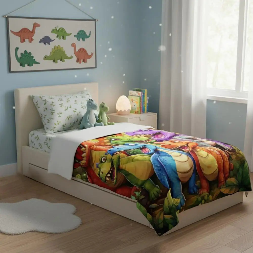 Dinosaur Fleece Blanket for Kids with funny face 3D dinosaur print
