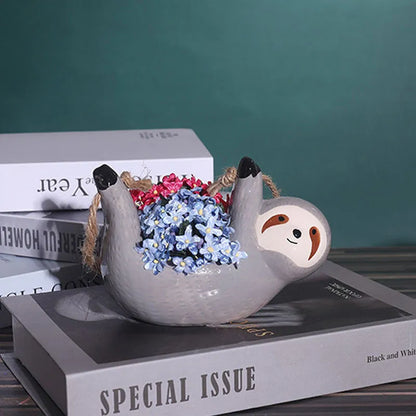 Ceramic Plant Pot Sloth Design Handmade