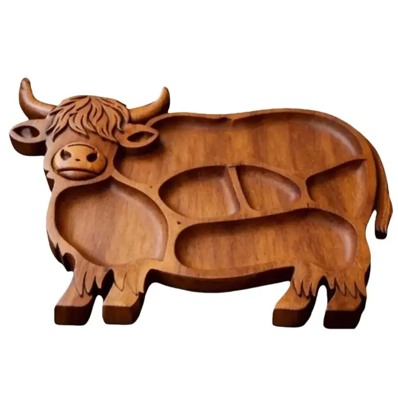 Wood Charcuterie Board Highland Cow Design, Rustic Serving Tray, Natural Wood Cheese Platter Snack Board