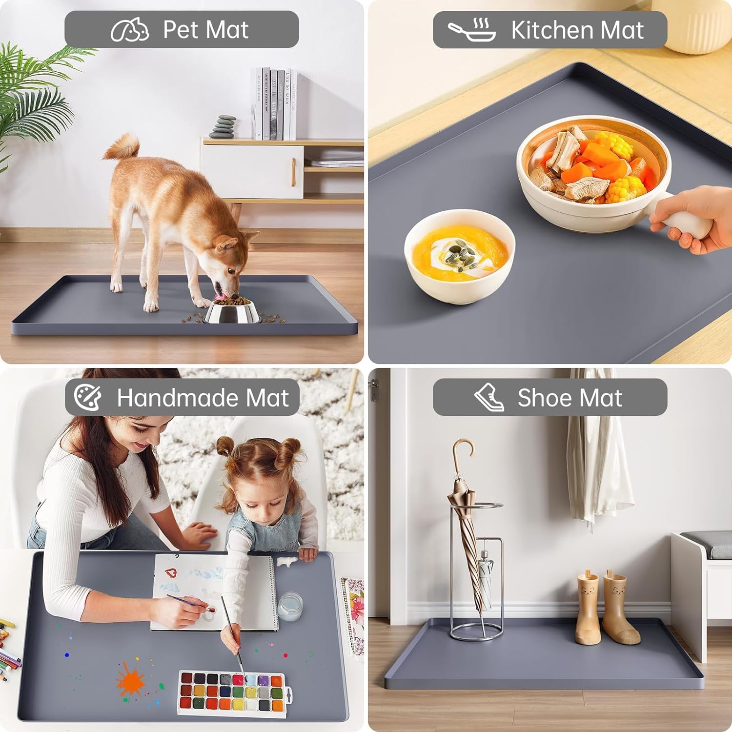 Waterproof under Sink Mat 34" X 22" Shelf Liner for Kitchen and Bathroom, Cabinet Protector, Organizers and Storage, Flexible Silicone Drip Tray