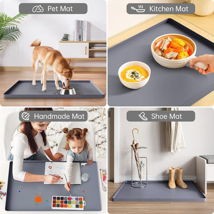 Waterproof under Sink Mat 34" X 22" Shelf Liner for Kitchen and Bathroom, Cabinet Protector, Organizers and Storage, Flexible Silicone Drip Tray