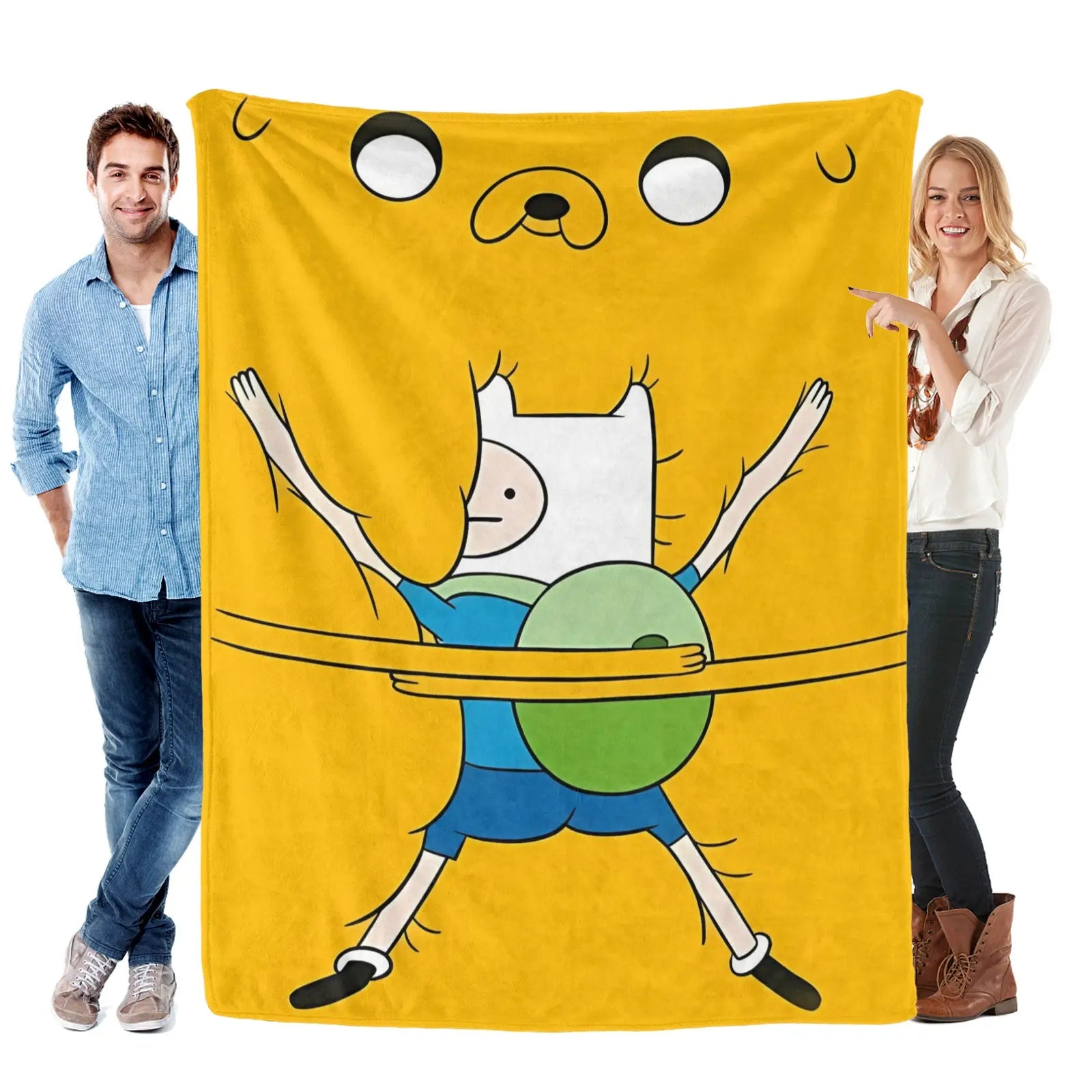 Adventure Time Cartoon Character Flannel Throw Blanket, Large Ultra-Soft Warm Lightweight Cozy, Ideal for Living Room-Camping, Perfect Gift for Fans on Birthdays-Christmas