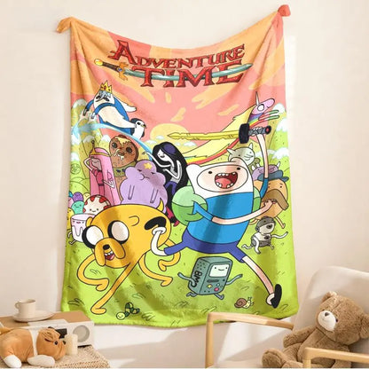 Adventure Time Cartoon Character Flannel Throw Blanket, Large Ultra-Soft Warm Lightweight Cozy, Ideal for Living Room-Camping, Perfect Gift for Fans on Birthdays-Christmas