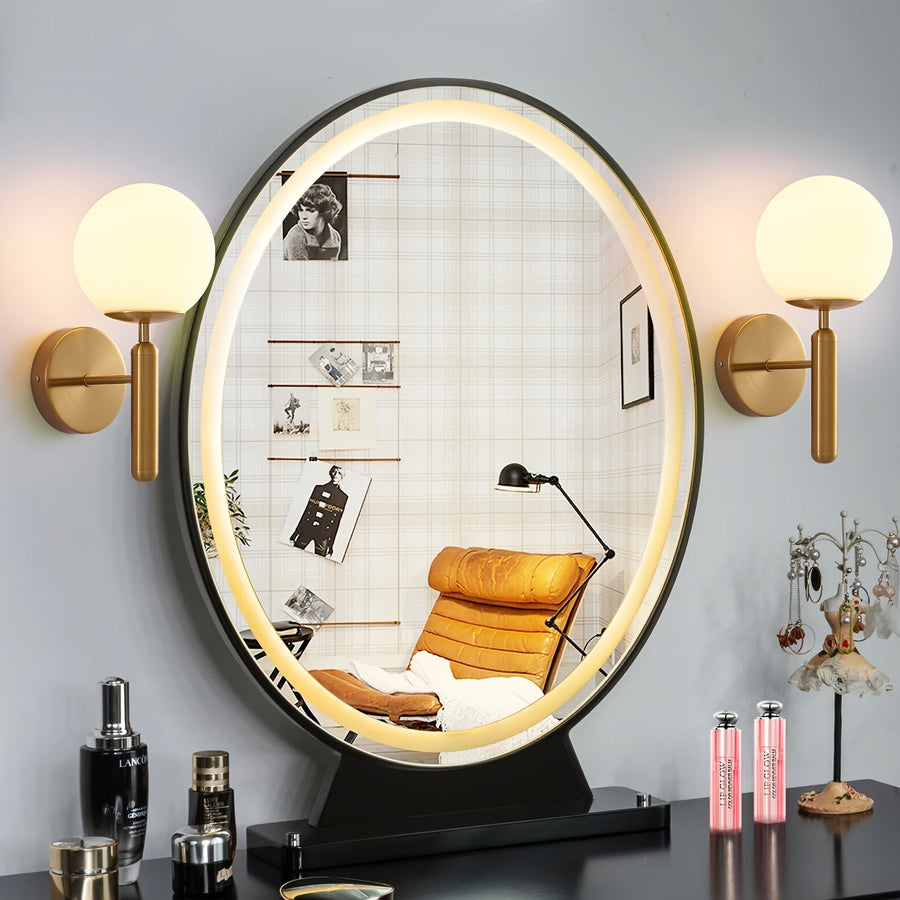 Glass Globe Wall Sconce – G9 – Polished Metal – Hard-Wired Light
