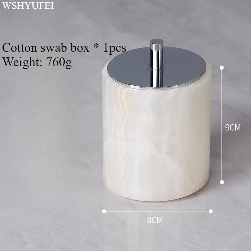 White Jade Stone Bathroom Accessory Set