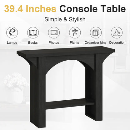 Console Table, Entryway Table with LED Light 39-Inch Sikaic Modern Narrow Wood Hallway Tables behind Couch Sofa Tables for Living Room, Entryway, Foyer