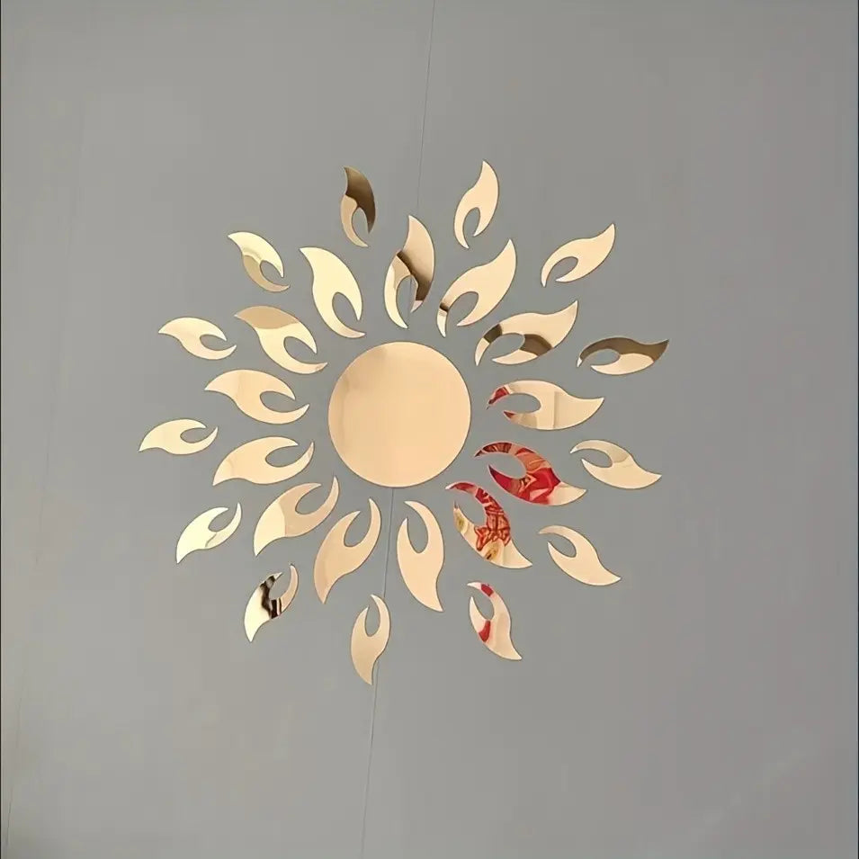 Acrylic Mirror Wall Sticker Sunflower Self-Adhesive, Soft Mirror Wall Decor, Home Decor for Bedroom, Living Room, Office, Easy to Apply and Remove