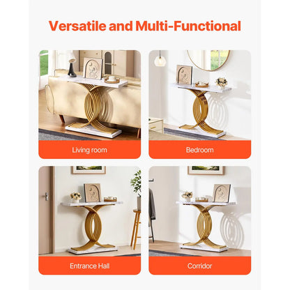 【Summerfinds】Vevor Narrow Console Sofa Table, 39.4 Inches behind Couch Table, 1-Tier Long Entryway Table and Skinny Hallway Table, Narrow Sofa Table with Metal Frame, for Entryway, Hallway, Living Room &amp; Bedroom