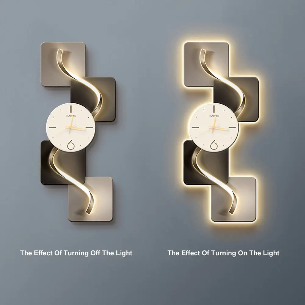 Homary 39.4" Silent MDF LED Analog Decorative Wall Clock - Light Modern Abstract Geometric Design, for Living Room, Entryway, Aesthetic Home Decor, Room Decor,Dorm Essentials