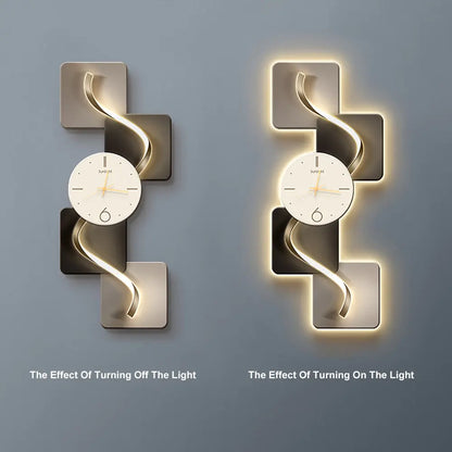 Homary 39.4" Silent MDF LED Analog Decorative Wall Clock - Light Modern Abstract Geometric Design, for Living Room, Entryway, Aesthetic Home Decor, Room Decor,Dorm Essentials