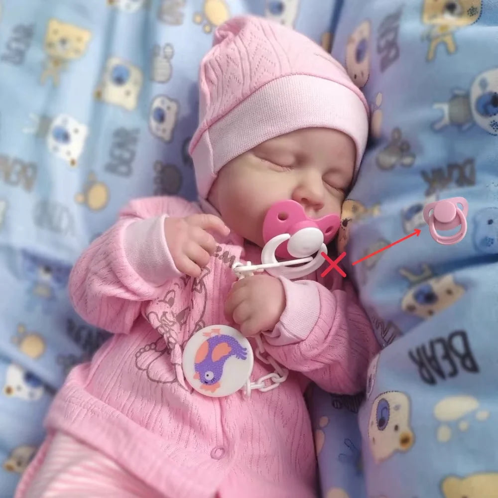 50CM Realistic Finished Bebe Reborn Silicone Vinyl Cloth Body Doll Loulou Handmade Toy for Girls Christmas Gift