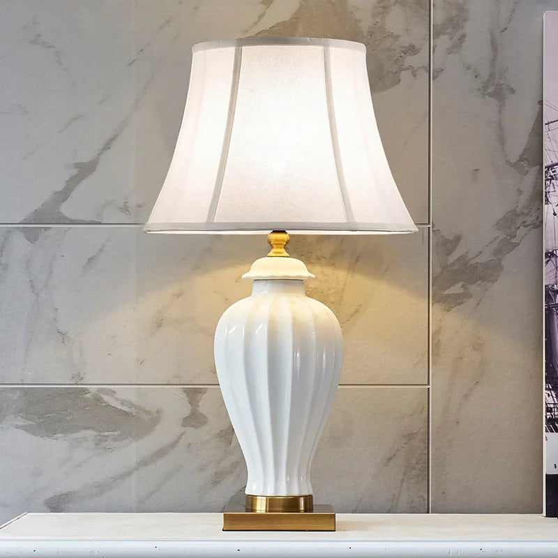 Table Lamp White Ceramic Lamp Bedside Table Room Decor Bedside Lamp Bedroom Night Light Light Fixture Mood Light