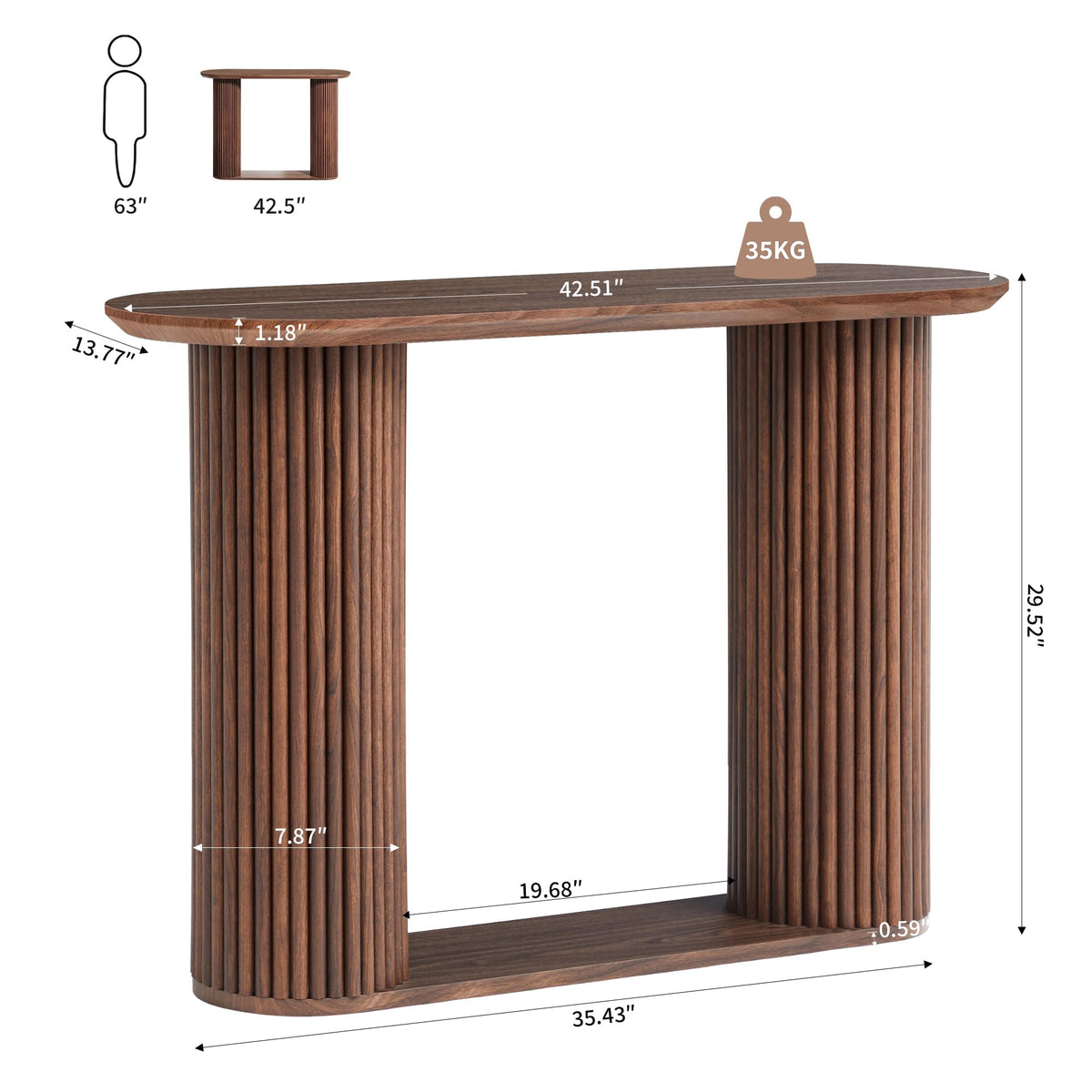 Fluted Console Table Farmhouse Oval Entryway Hallway – view 2