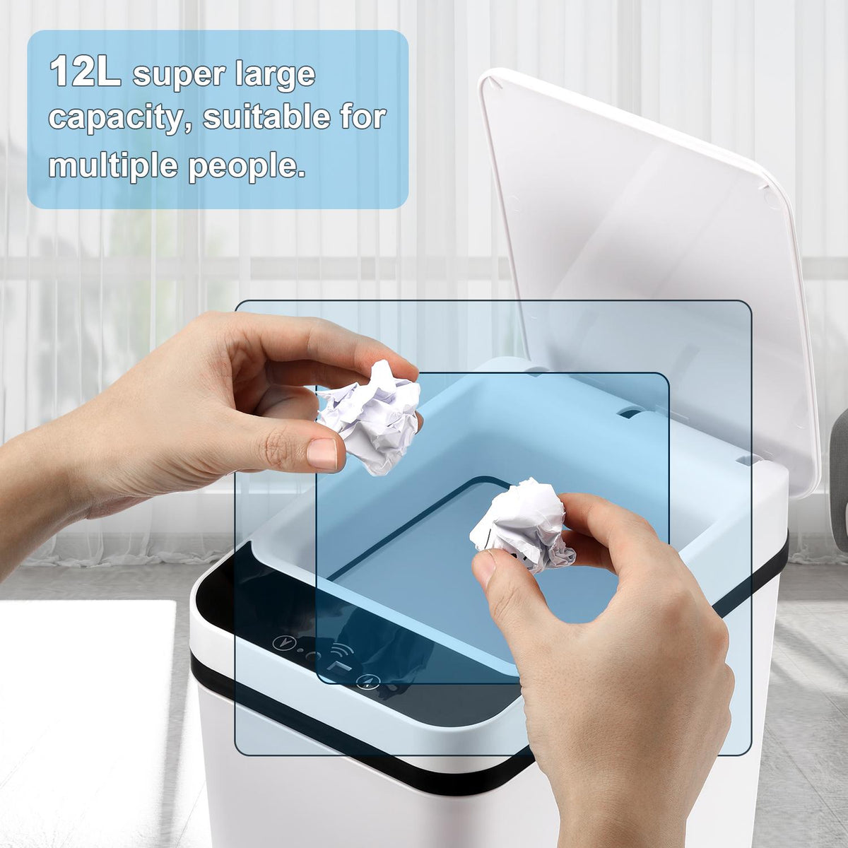 Automatic Trash Bin Motion Sensor 12L Touchless Smart Can – view 2