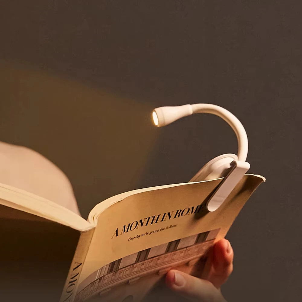 3 Color Mini LED Book Light Eye Protection Adjustable Clip 360° Flip Study Lamp Rechargeable for Travel Bedroom Reading