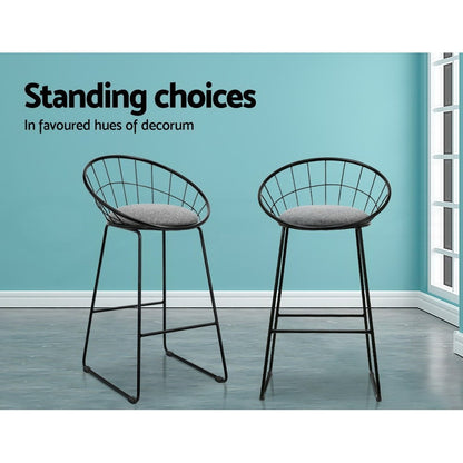 Artiss 4X Bar Stools Kitchen Dining Chairs Counter Stool Linen Padded Metal