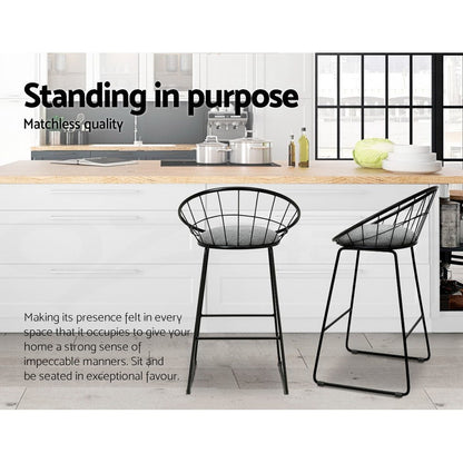 Artiss 4X Bar Stools Kitchen Dining Chairs Counter Stool Linen Padded Metal