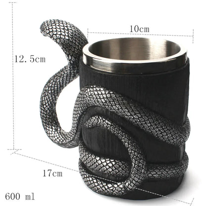 Viking Wood Style Beer Mug Simulation Wooden Barrel Beer Cup Double Wall Drinking Mug Metal Insulated 1PCS Bar Drinking Кружка