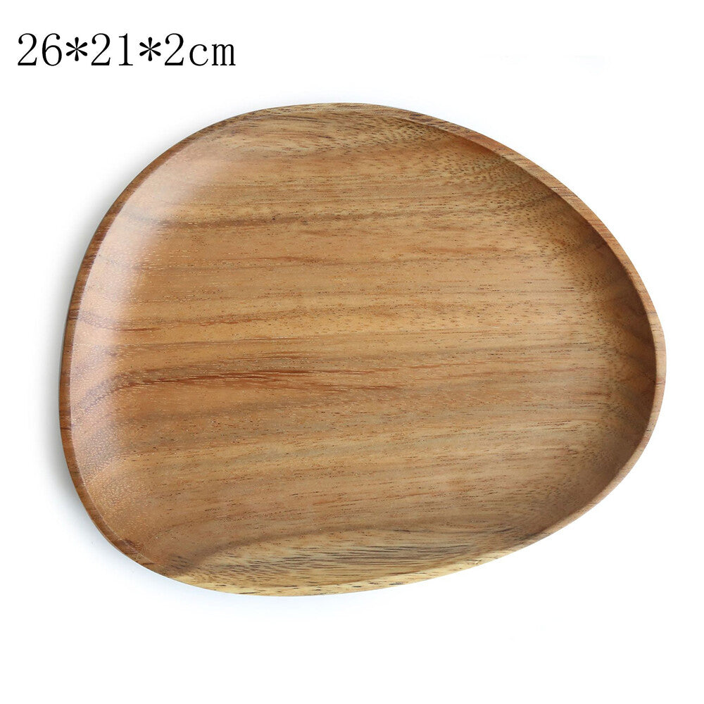 Wood Dinner Plate Wooden Serving Tray Dessert Bread Food Storage Dish Dinnerware