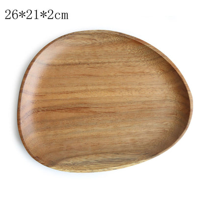Wood Dinner Plate Wooden Serving Tray Dessert Bread Food Storage Dish Dinnerware