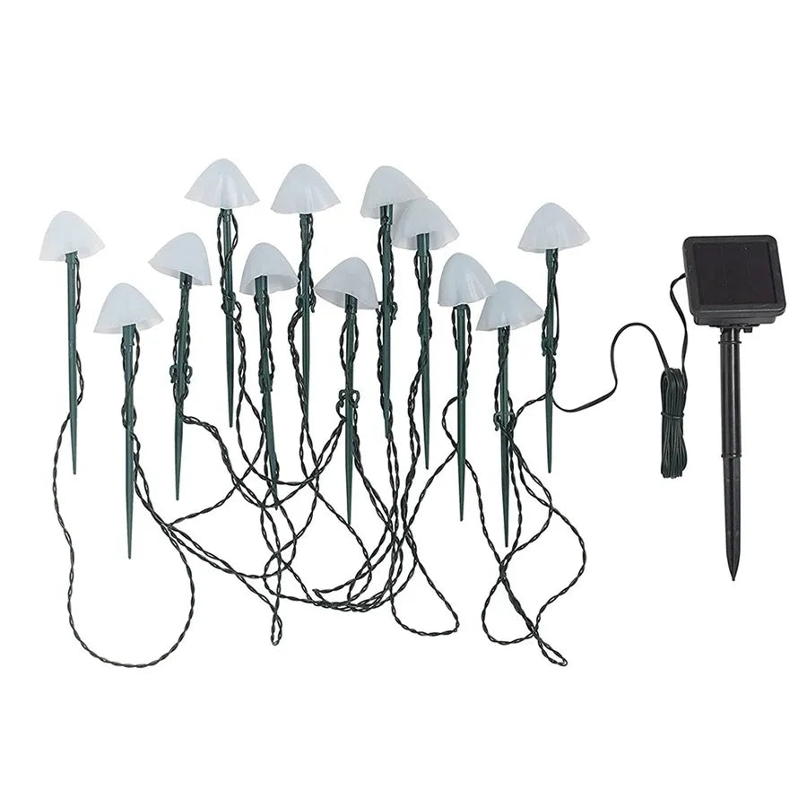 Solar Mushroom Garden Lights Set Warm White LED