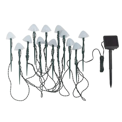 Solar Mushroom Garden Lights Set Warm White LED