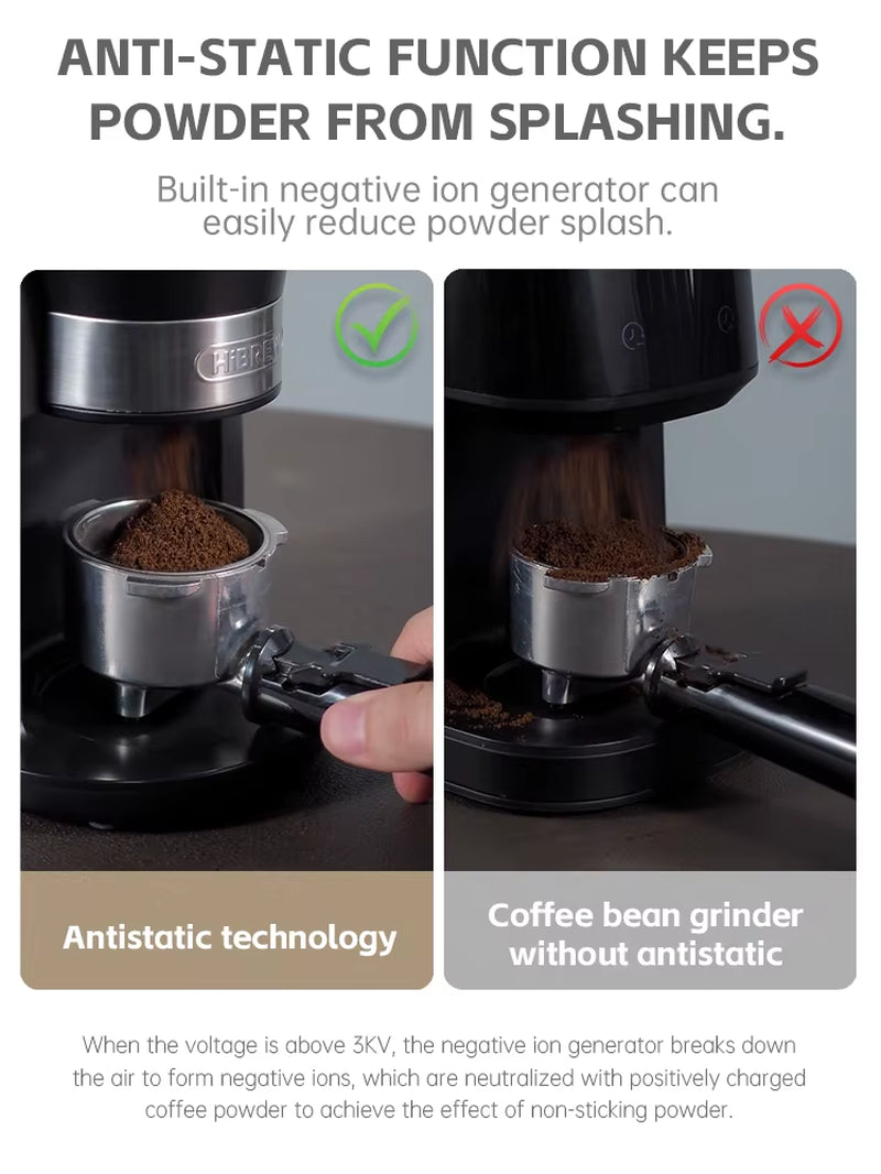 Coffee Mill Automatic Electric Coffee Grinder with 31 Gears for Espresso American Coffee Pour over Visual Bean Storage G3