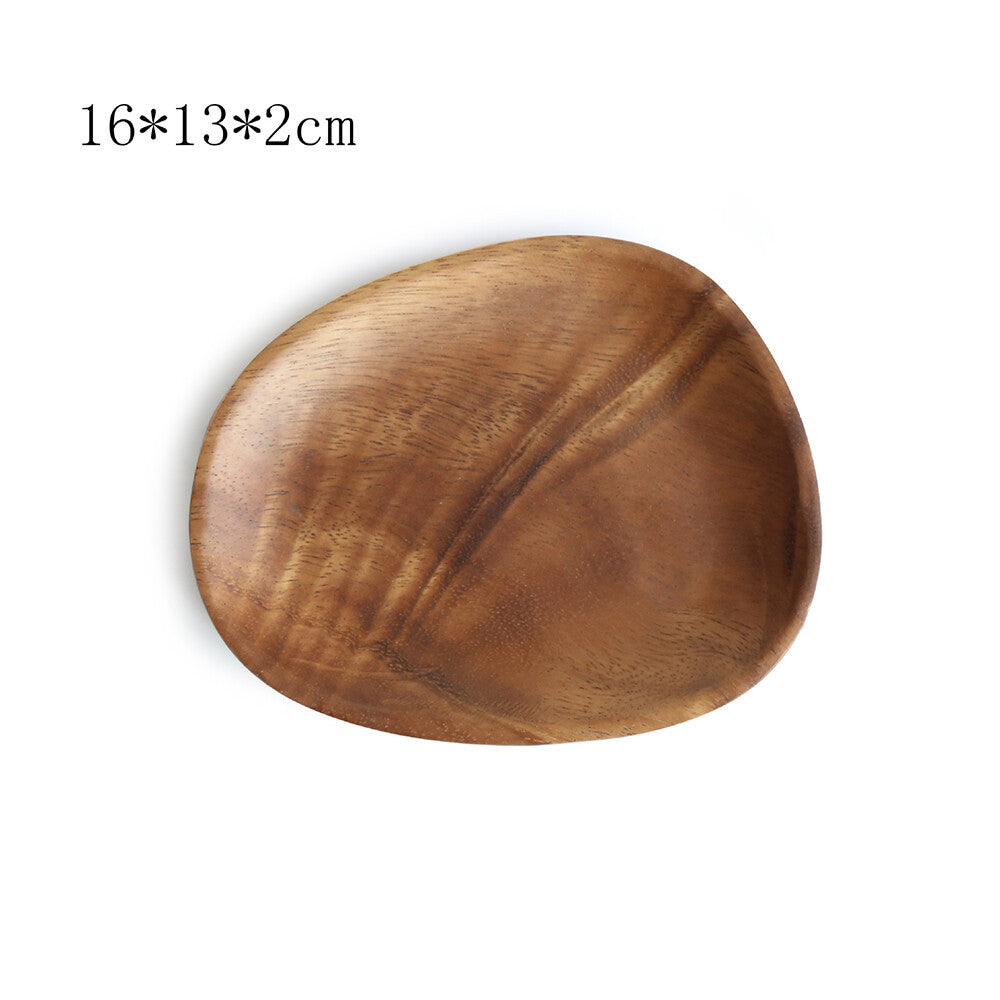 Wood Dinner Plate Wooden Serving Tray Dessert Bread Food Storage Dish Dinnerware