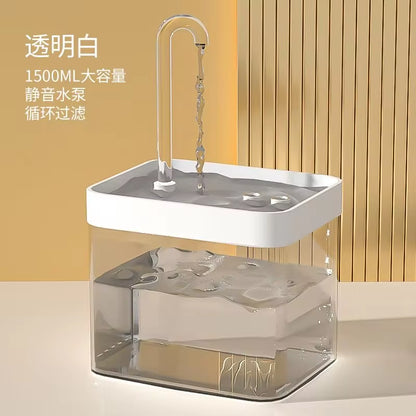 Ultra-Quiet Cat Water Fountain Filter Smart Automatic Pet Dog Water Dispenser&amp;Burnout Prevention Pump1.5L Recirculate Filtrin