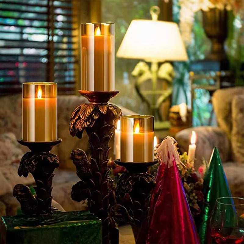 LED Lights for Home Electronic Candle LED Candle Decoration LED Glass Candle Full Set Remote Control Timer for Christmas Wedding
