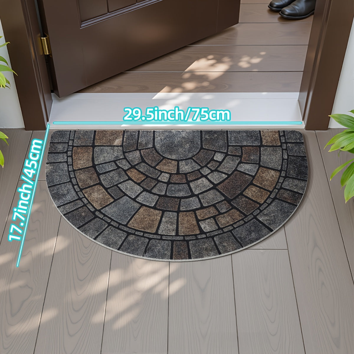 Semi-Circular Door Mat – Non-Slip – Polyester – Indoor & Outdoor