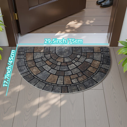 Semi-Circular Door Mat – Non-Slip – Polyester – Indoor &amp; Outdoor