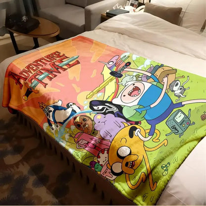 Adventure Time Cartoon Character Flannel Throw Blanket, Large Ultra-Soft Warm Lightweight Cozy, Ideal for Living Room-Camping, Perfect Gift for Fans on Birthdays-Christmas
