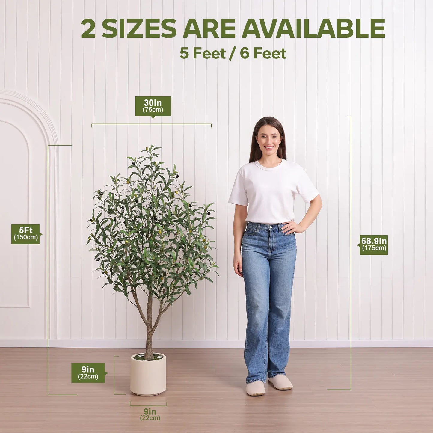 Verinatural 5FT Artificial Olive Tree with Remote LED Spotlights – Realistic Faux Olive Tree in White Planter for Indoor Home, Living Room, Bedroom & Office Decor (VN214)