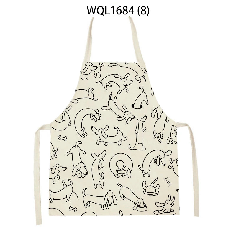 1Pcs Kitchen Apron Dachshund Animal Printed Sleeveless Cute Dachshund Aprons for Men Women Home Cleaning Tools 55*68Cm Tablier