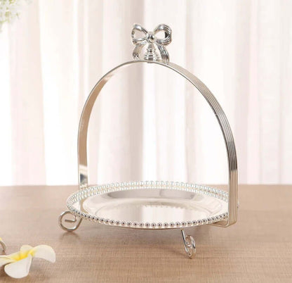 High-Grade 2/3 Layers Dessert Tray Silver Plated round Metal Cake Stand Cupcake Tray Wedding Party Decoration Cake Display Stand